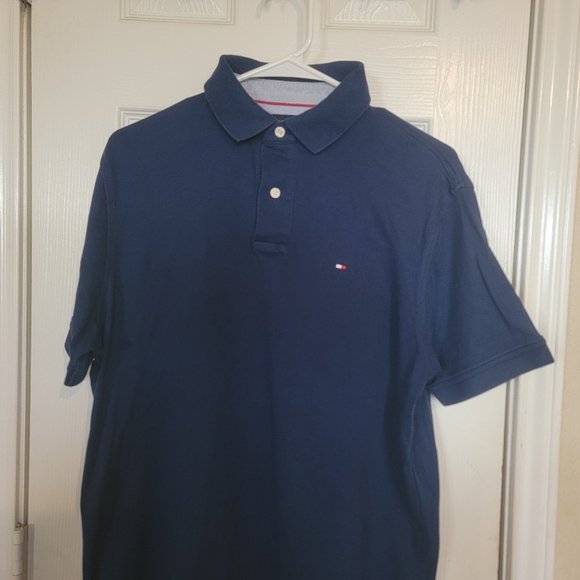 🌟Men's Tommy Hilfiger short sleeve polo, navy, M - Picture 4 of 5